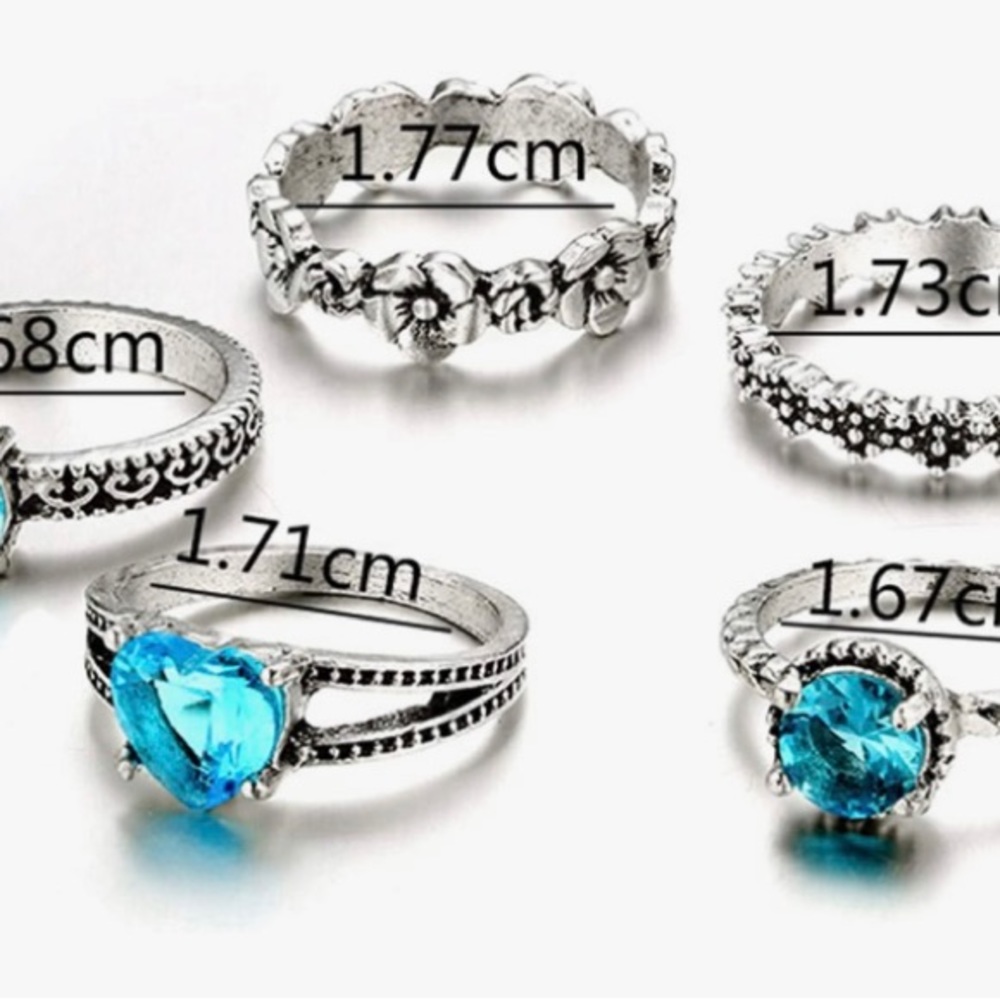 5-Pc stackable silver rings - Picture 3 of 6